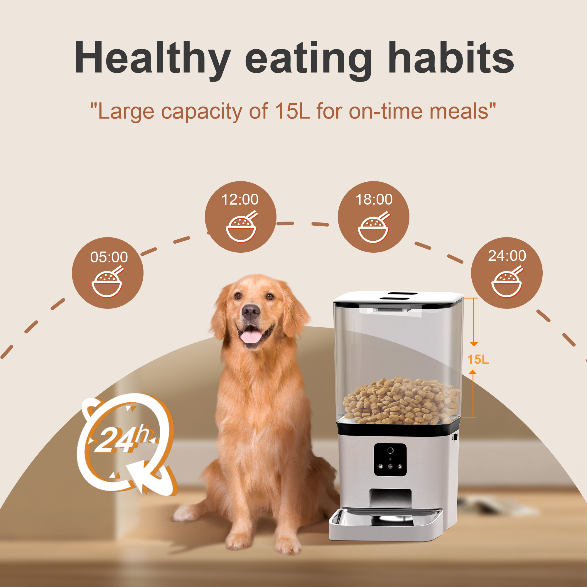 App Fernbedienung 15L Haustier Automatische Feeder Hunde Katze Smart Pet Food Spenser WiFi Pet Feeder Bowl