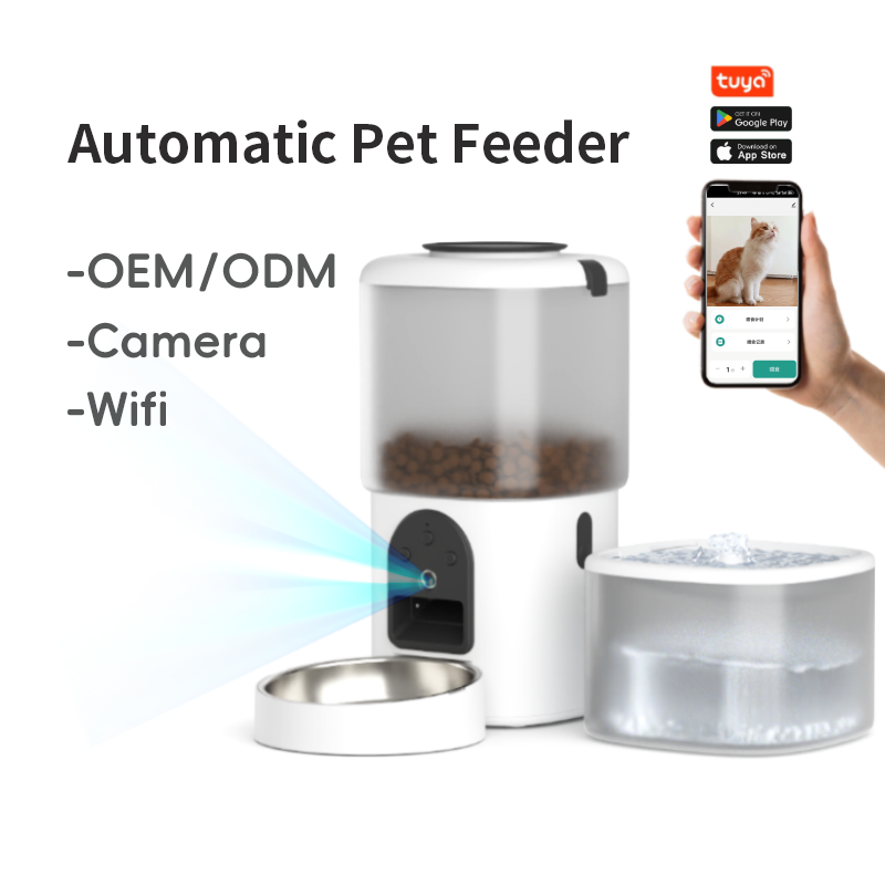 2 in 1 WiFi Camera Smart Automatic Cat Feeder zeitgesteuert für Katzen und Hunde Edelstahl Haustier Feeder Trockenfutterspender